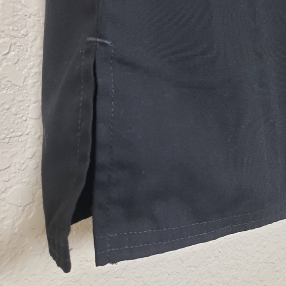 Black Wide-Leg Cargo Pocket Zip-Fly Lace-up Closure Women's Scrub Pant - Size MP - Picture 7 of 9